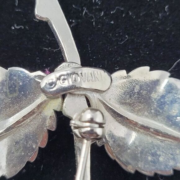 Vtg Signed Giovanni Silver-Tone 3D Rose Flower Brooch Pin 3.5" Collectible Gift - Picture 2 of 5